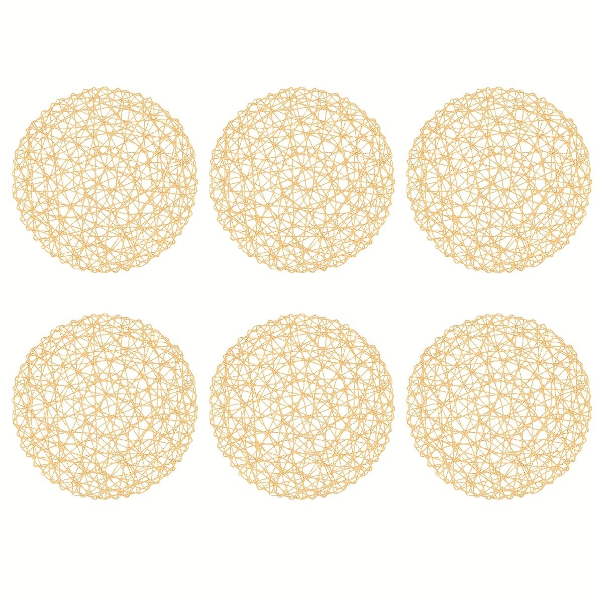 

D2 6 Pack Paper Braided Round Placemats for Dining Table Mat Paper Woven Boho Decorative Circle Place Mat for Wedding Christmas 38cm&Round бежевий