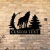 Custom Personalized Howling Wolf Metal Wall Art Home Decor