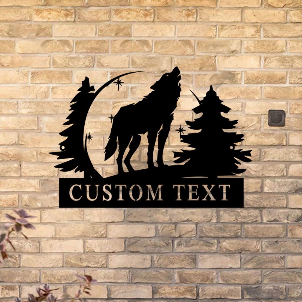 Custom Personalized Howling Wolf Metal Wall Art Home Decor