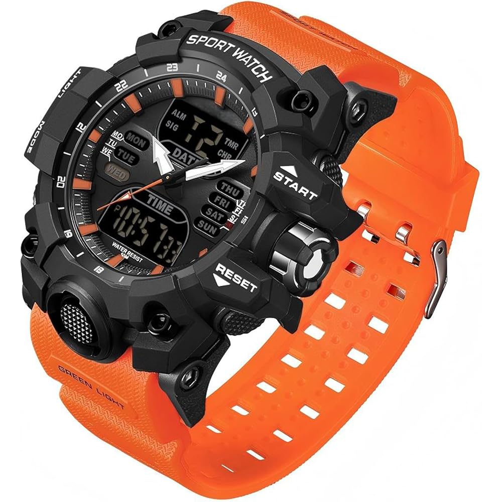 Men s Sports Digital Watch Waterproof 50m LED Backlight Multi-Function Outdoor Military Watch