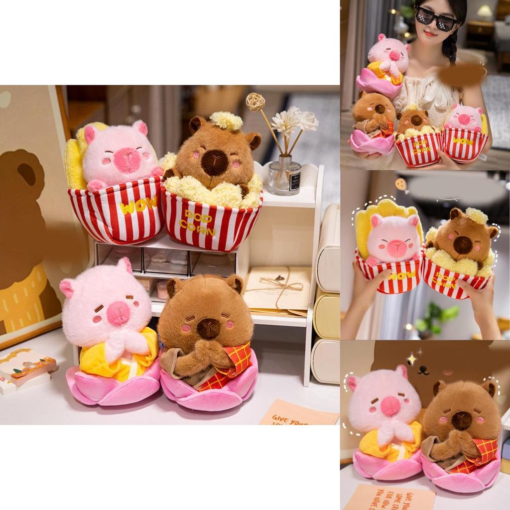 Joyful Capybara Plush Toy Ultra Soft Cuddly Animal For Couples And Snack Lovers In Adorable Designs