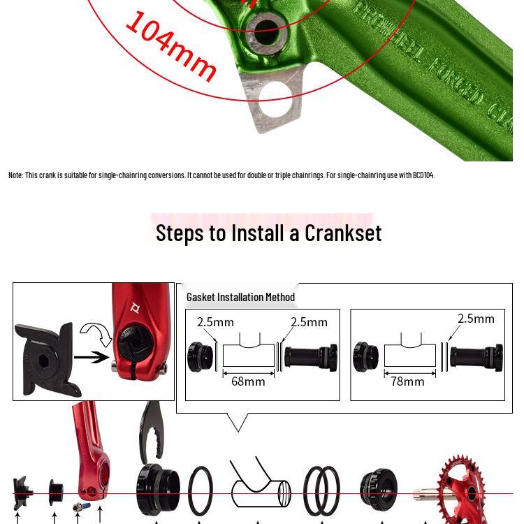 Prowheel Haomeng Horský klikový systém Hollow Integrated s jedním/dvěma převodníky pro 9-11 rychlostí.