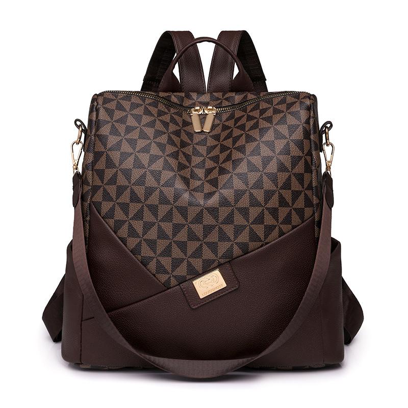 Backpack women s new large-capacity presbyopia fashionable versatile women s bag lightweight leisure travel small backpack коричневый