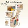 Canvas Yarn Storage Bag Solid Knitting Bag Handle Design Lightweight Portable Large Capacity Tote Organizer with Multi-layer Pockets
