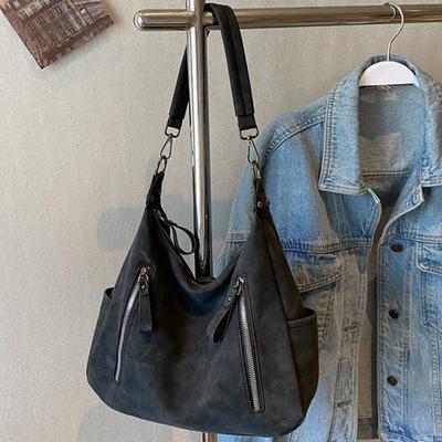 Designer Suede Leather Female Side Bags Retro Shoulder Bag for Women Handbag Casual Ladies Hand Bags Large Capacity Tote Bag