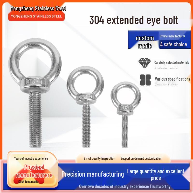 Hand-Tightened 304 Stainless Steel Lifting Eyebolt with Round Ring