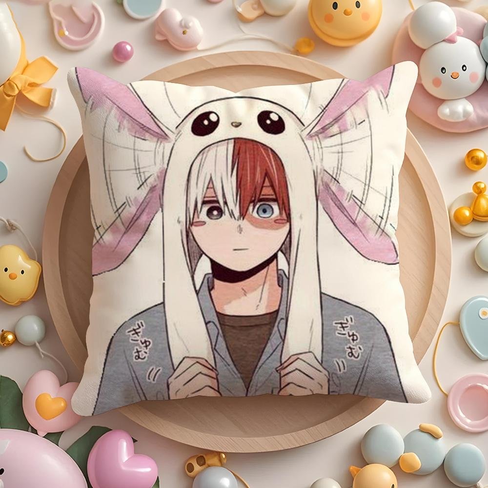Kawaii SShoto TTodoroki Chibi Cushion Cover Plush Fabric Soft DoubleSided Printed Sofa Warm Winter Home Gift Pillow Cover