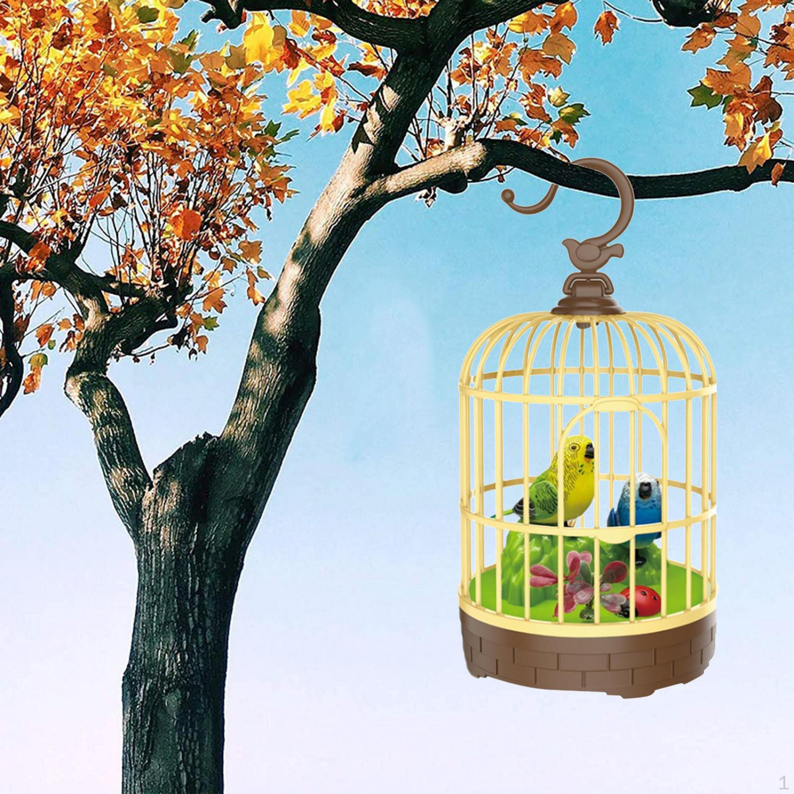 

2 Pcs Singing Chirping Bird Toy Simulation Cage Activated Movements Gift Inductive Sound for Green and Blue