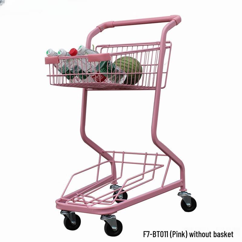 Jundingying Pink Double-Layer Shopping Cart