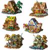 Ensemble de Blocs de Construction Maison en Bois - Modèle Miniature de Cabane Forestière, Puzzle 3D Jouet DIY Décoration de Bureau Unique à Domicile et Cadeau
