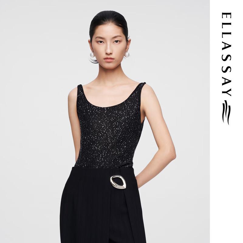 

ELLASSAY Women s Cotton Blend Sequin U-Neck Vest L