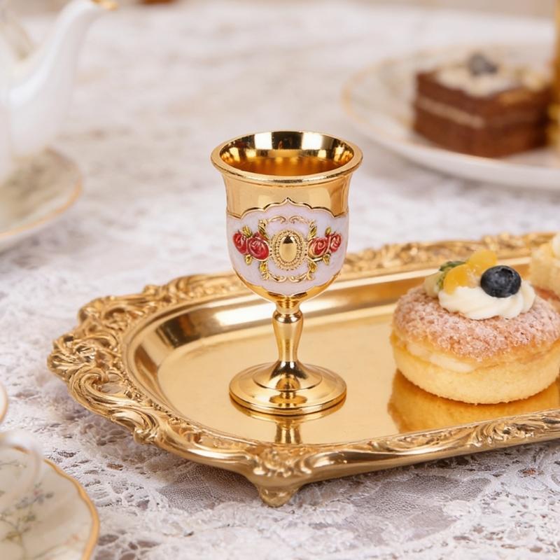 2Pcs Chalice Goblet Metal Shot Glasses Engraving Rose Flower Wine Cup Medieval Drinkware for Party Wedding Decors Gift