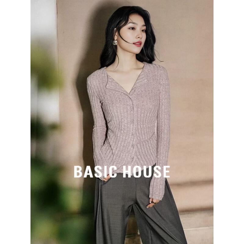 

Базовый женский вязаный кардиган Basic House в французском стиле с V-образным вырезом L
