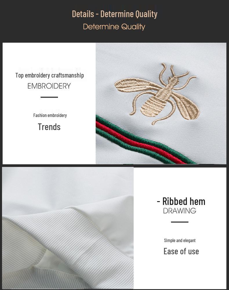 Conjunto de Ropa Deportiva Bordada para Hombre: Sudadera de Moda Coreana Little Bee para Primavera/Otoño