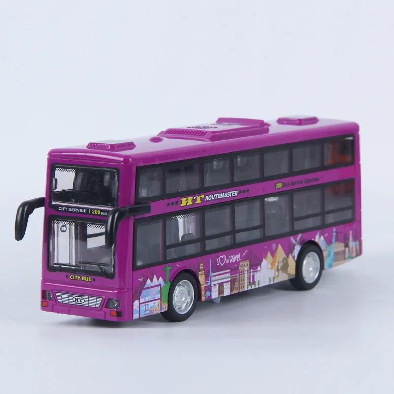 Doppeldeckerbus Modell Diecast Kunststoff Rückziehbus Trägheit Licht Stadtrundfahrtbus Auto Sammlung Spielzeug Geschenke für Kinder Kinder