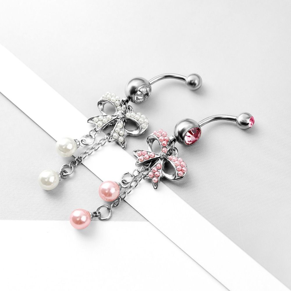 Fashion Jewelry Bowknot Navel Button Ring Rhinestone Body Jewelry  Body Piercing