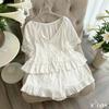 Pajamas Women's Summer Korean Girl Style Short Sleeve Shorts Loungewear Ice Silk Thin Lace Sweet Pajamas