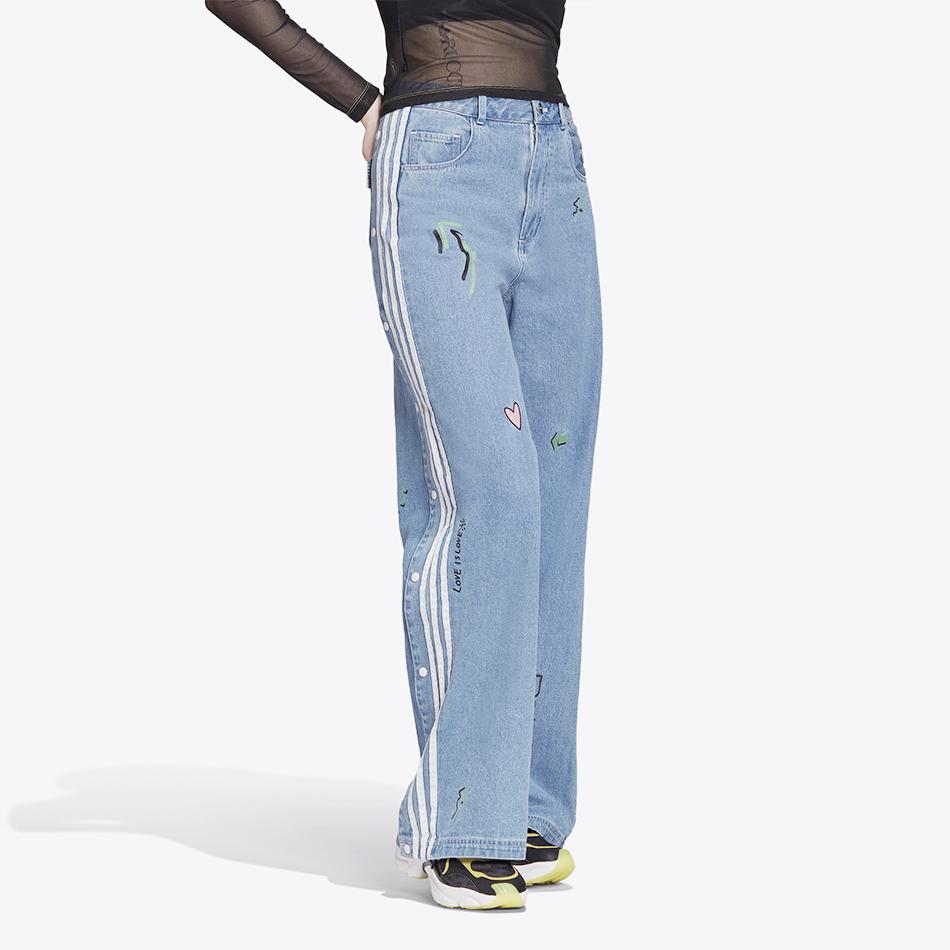 Adidas Originals Denim Track Pants With Stripes Women Bottoms Blue FL4153