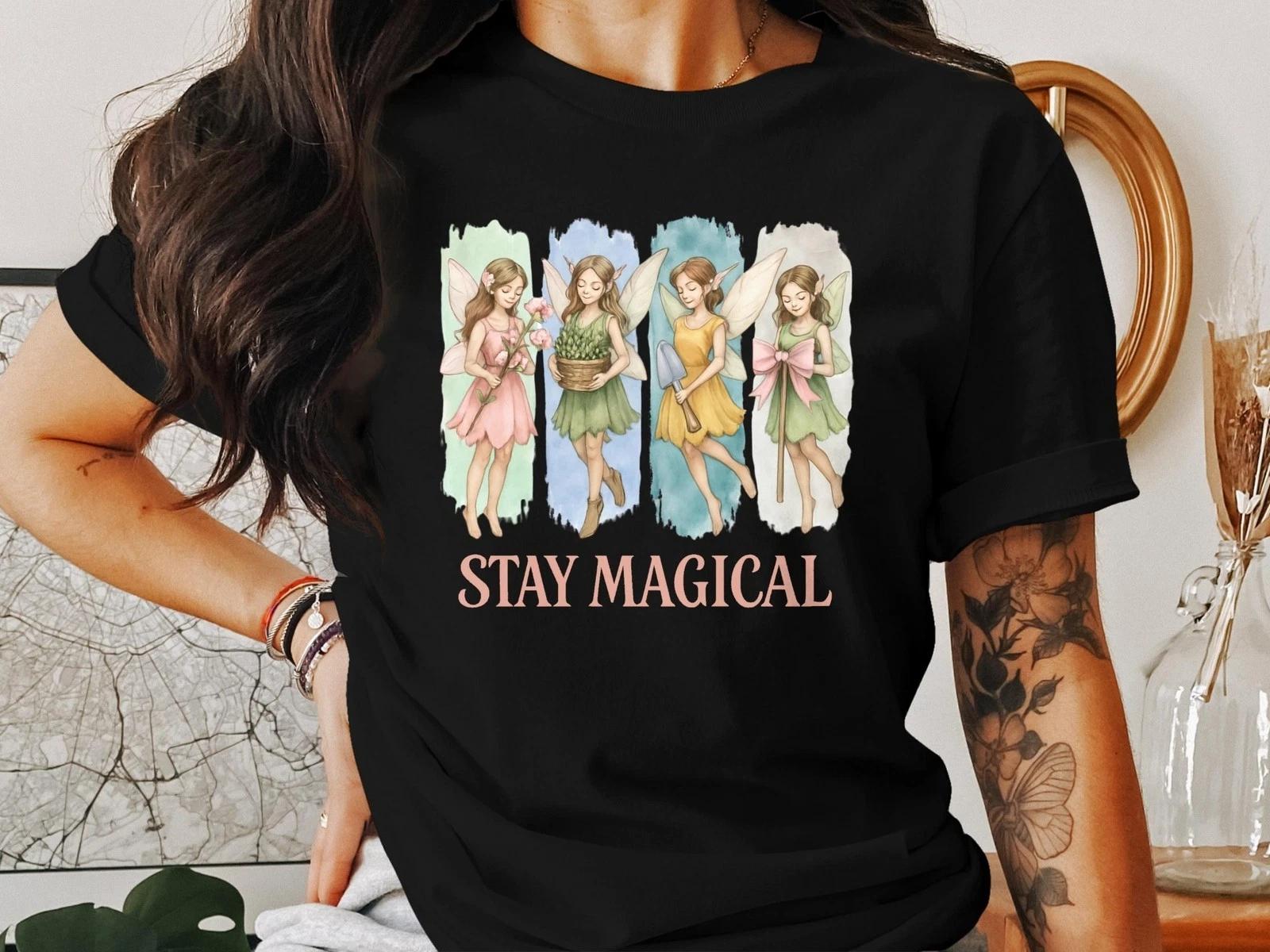 Stay Magical T-Shirt, Cute Positive Vibes Tee with Whimsical Unicorn Design S