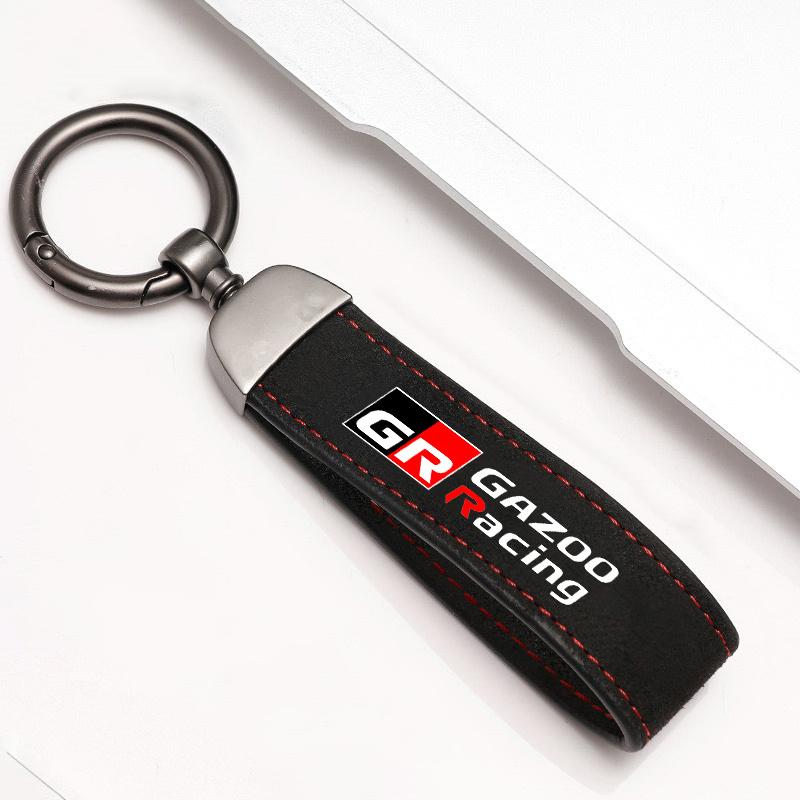 

Suede Leather Car Rings Keychain Zinc Alloy Keyring For Toyota GR GAZOO RACING Toyota Yaris Hilux Corolla Prius Auto Accessories