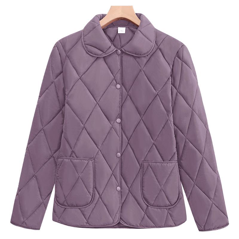 Chun Ya Fang Women's Lightweight Cotton Jacket - Stylish, Loose, Quilted Design, Solid Color, Short Outerwear.