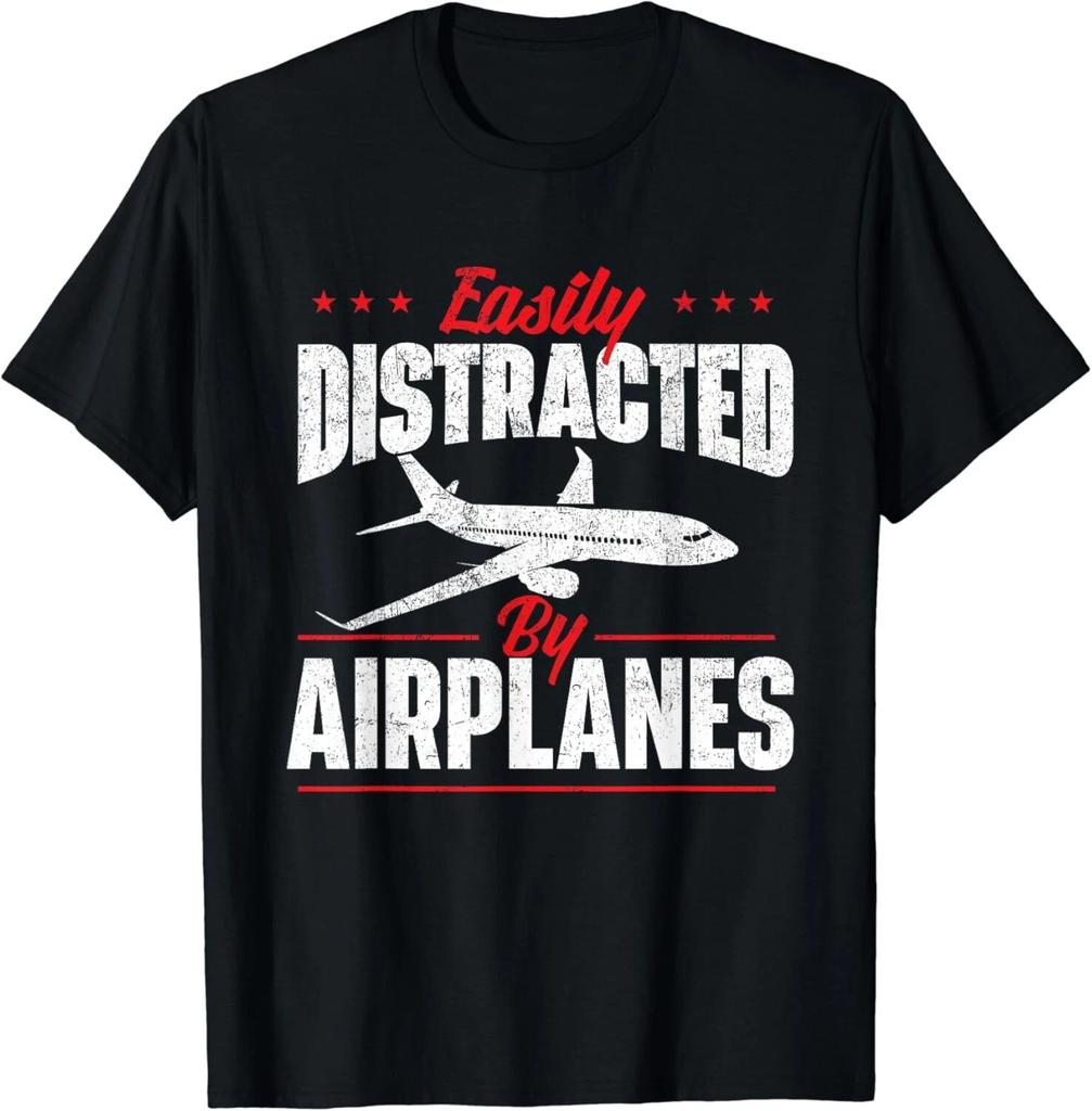 Leicht durch Flugzeuge abgelenkt - Flugzeugfan Airline-Pilot Geschenk Unisex T-Shirt