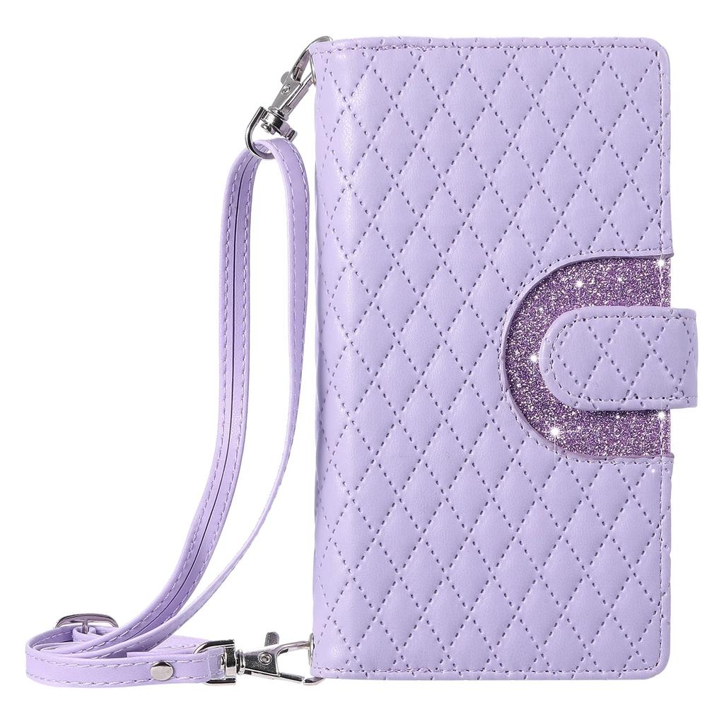 Crossbody Cards Solt Wallet Leather Bling Zipper Bag Purse Case For iPhone 15 16 Pro Max 14 13 12 11 XS XR Plus Glitter Cover