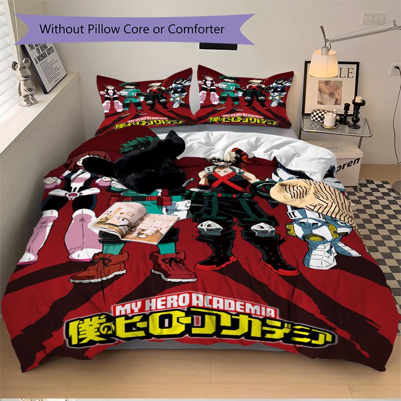 3Pcs Heroic Adventures Unite Bedding Set Soft Fabric Duvet Cover Pillowcases Christmas Xmas Halloween Gift 1 Duvet Cover 2 Pillowcase L1374