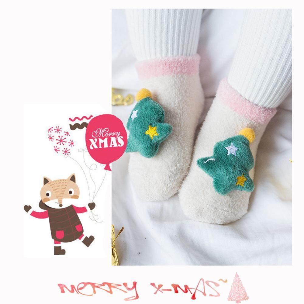 Newborn Winter Warm Anti Slip Cartoon Christmas Baby Socks