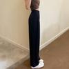 2025 Black Wide-Leg Elastic Waist Slimming High Waist Summer Pants