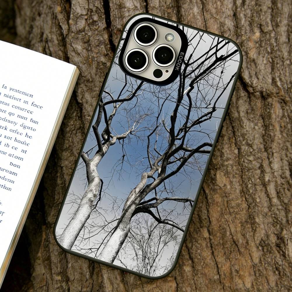 Barren tree Phone Case For iPhone 17,16,15,14,13,12,11 Plus,Pro Max,XS,Colored Silver Plated Inside Cover