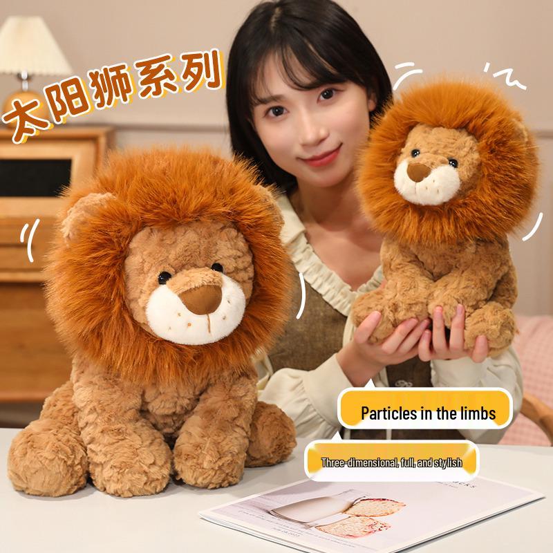 Pelúcia Leão Solar: Simulação de Zoológico Boneco Leãozinho para Crianças