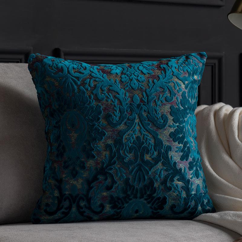 European Chenille Plush Cushion Cover Living Room Retro Plush Jacquard Pillowcase Villa Hotel Homestay Decoration Cover Office Chair Car Cushion Cover