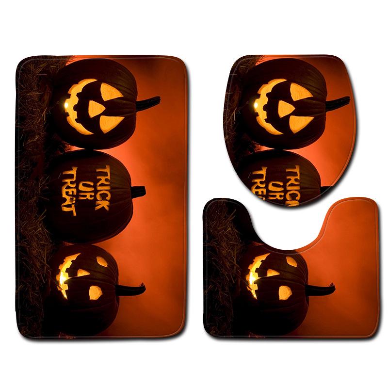 Halloween Bathroom Toilet Three-Piece Floor Mat Doormat Bathroom Carpet