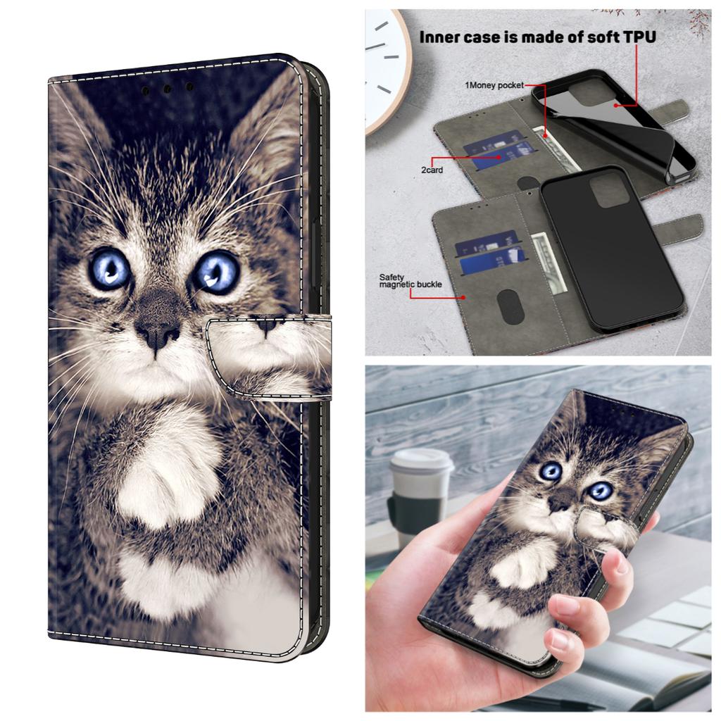 Niedliches Katzenmuster PU Leder Brieftasche Handyhülle Stoßfest Kartenfächer für iPhone,Samsung,Huawei,Xiaomi,Motorola,Oppo,Google,Nokia,LG,Oppo,Sony.