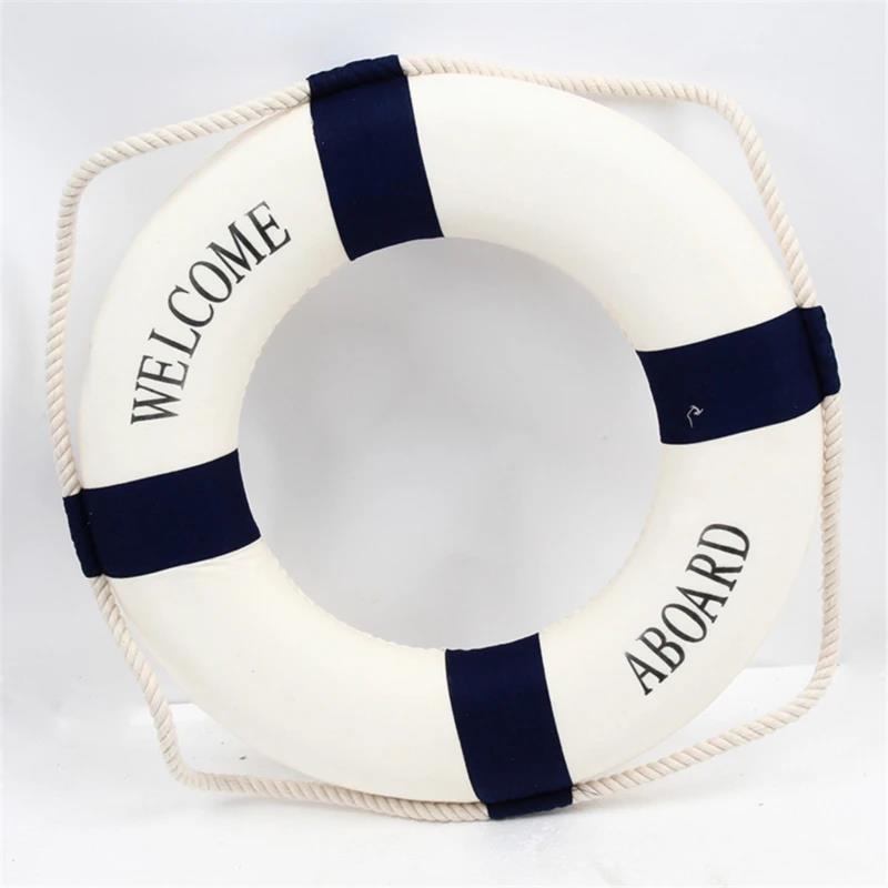 Nautical Style Welcome Decorative Red Blue Life Buoy Home Marine Beach Wall Decoration Crafts Living Room