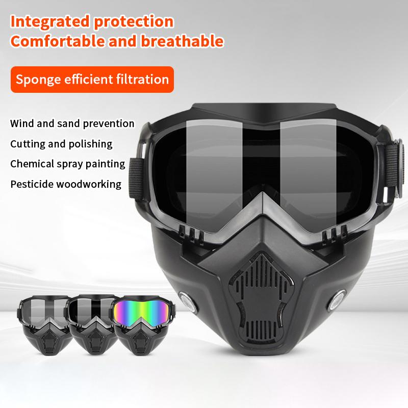 1 Piece Adjustable Motorcycle Goggles Dustproof Moto Glasses Breathable Full Face Protective Motorbike Dirt Bike Off-Road Mask