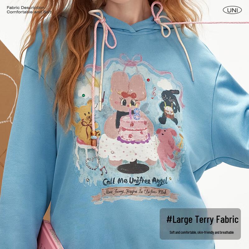 unifree Sweet Rabbit Graphic Hooded Sweatshirt