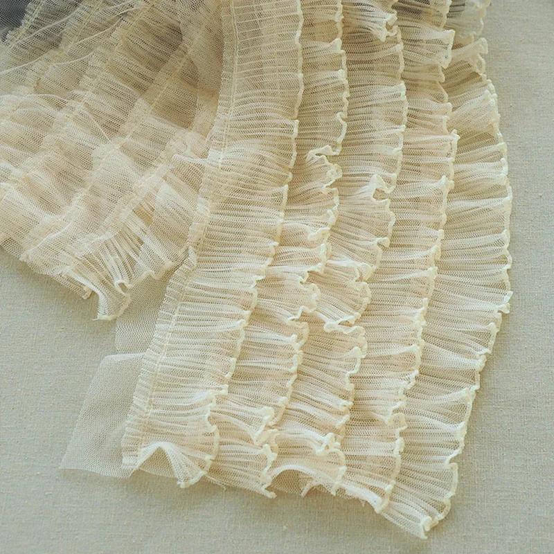 1yard Five Layesr Pleated Mesh Tulle Lace Ruffles Edging Pleated Mesh Trim DIY Sewing Wedding Dress Collar Edge Decor 18cm Wide