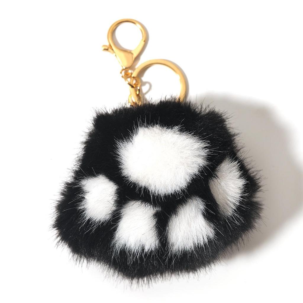 Duoling Mink Fur Kitten Paws Keychain: Cute Plush Handbag & Car Decoration, Small Gift