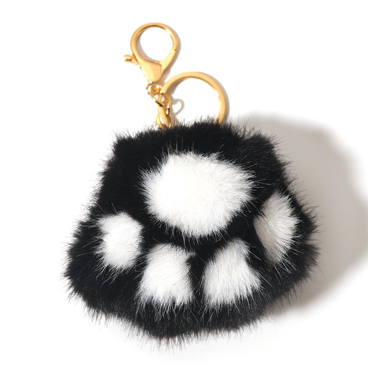 

Duoling Mink Fur Kitten Paws Keychain: Cute Plush Handbag & Car Decoration, Small Gift чёрный