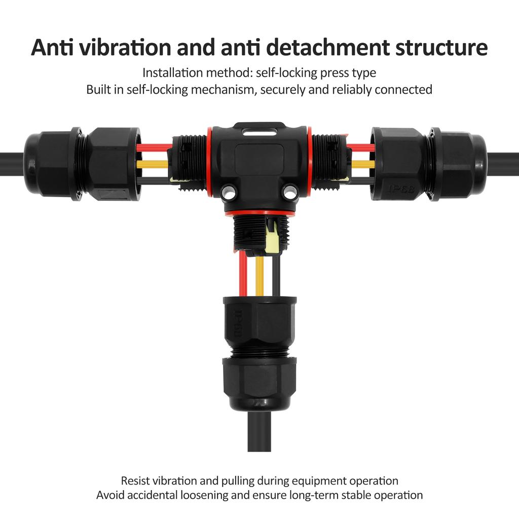 4Pcs 3-Pin Waterproof Cable Connectors for 8-12 Mm Diameter Earth Cable Connector IP68 Connection Box Junction Box for Garden