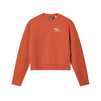 Original Simple Personality Trendy Fashion Retro Sports Casual Short Round Neck Pullover Sweatshirt Women Sweatshirt Orange F11W549203FOR