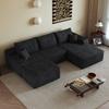 270cm Boneless Modular Corner Sofa, with L-Shaped Chaise Longue, with Deep Seat, No Assembly Required, Sofa for Living Room, Bedroom, Apartment, Black