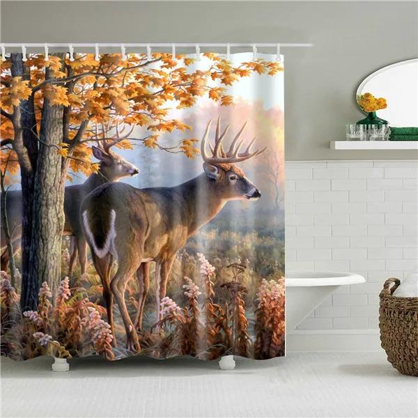 Animals Elephant Shark Killer Whale Octopus Deer Horse Lion Shower Curtains Bathroom Waterproof Polyester Curtain Bath