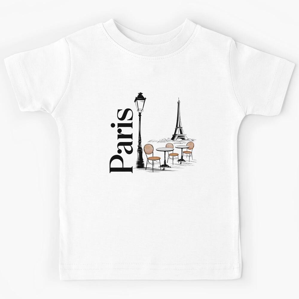 Paris Café Vintage Travel – Eiffel Tower French Aesthetic Design Kids T-Shirt 160