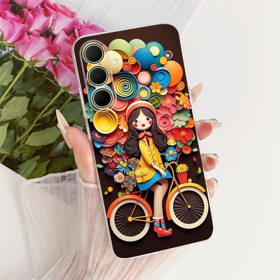 Hülle Für Samsung Galaxy A17 A37 A57 5G Cover Neue Stilvolle Blume Klare Weiche Silikon Handyhülle Für Samsung A 17 A 37 A 57 Stoßfänger