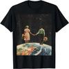 Vintage Romantyczna Para w Kosmosie Estetyczna Graficzna Koszulka T-Shirt