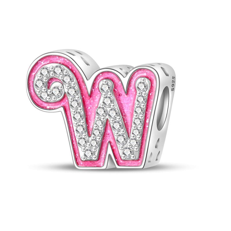 Copper Metal Romantic Pink 26 Letters Do It Yourself Love Charm Bead Components Bead Components Compatible With Authentic Original Bracelets High