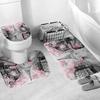 DDS-DUDES Valentines Shower Curtain Set with Paris Eiffel Tower Decor Bathroom Sets with Shower Curtain and Rugs Vintage Landscape Scenery Romantic